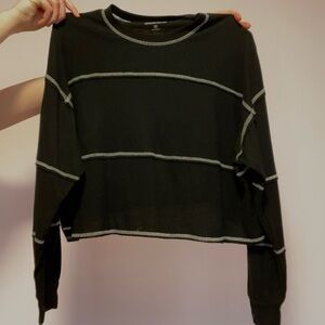 Hollister striped cropped long-sleeve with seam detailing